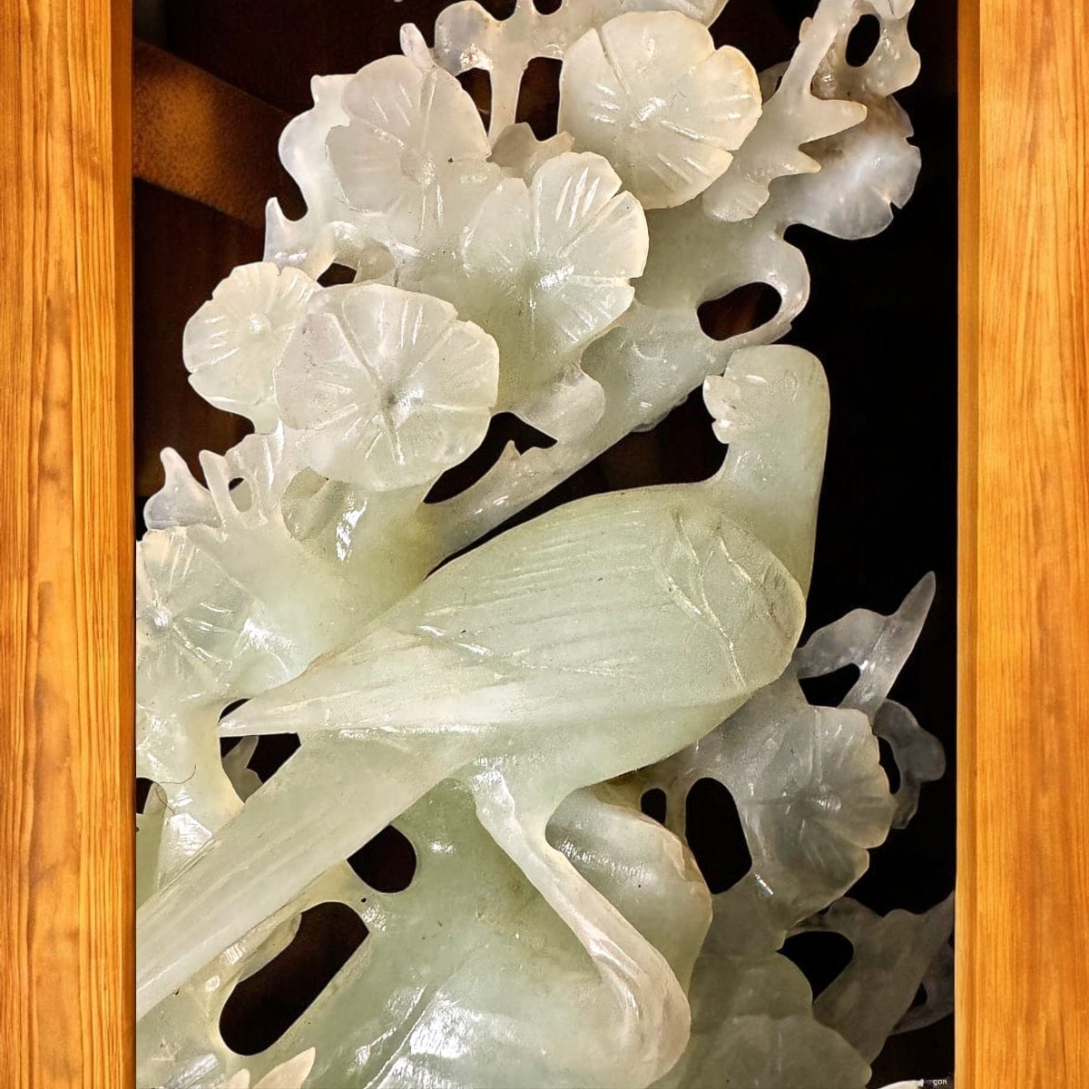 Reticulated Chinese Jade Carving Birds Among Blossoming Branches | Celadon Nephrite or Serpentine | Late Qing to Mid-20th Century