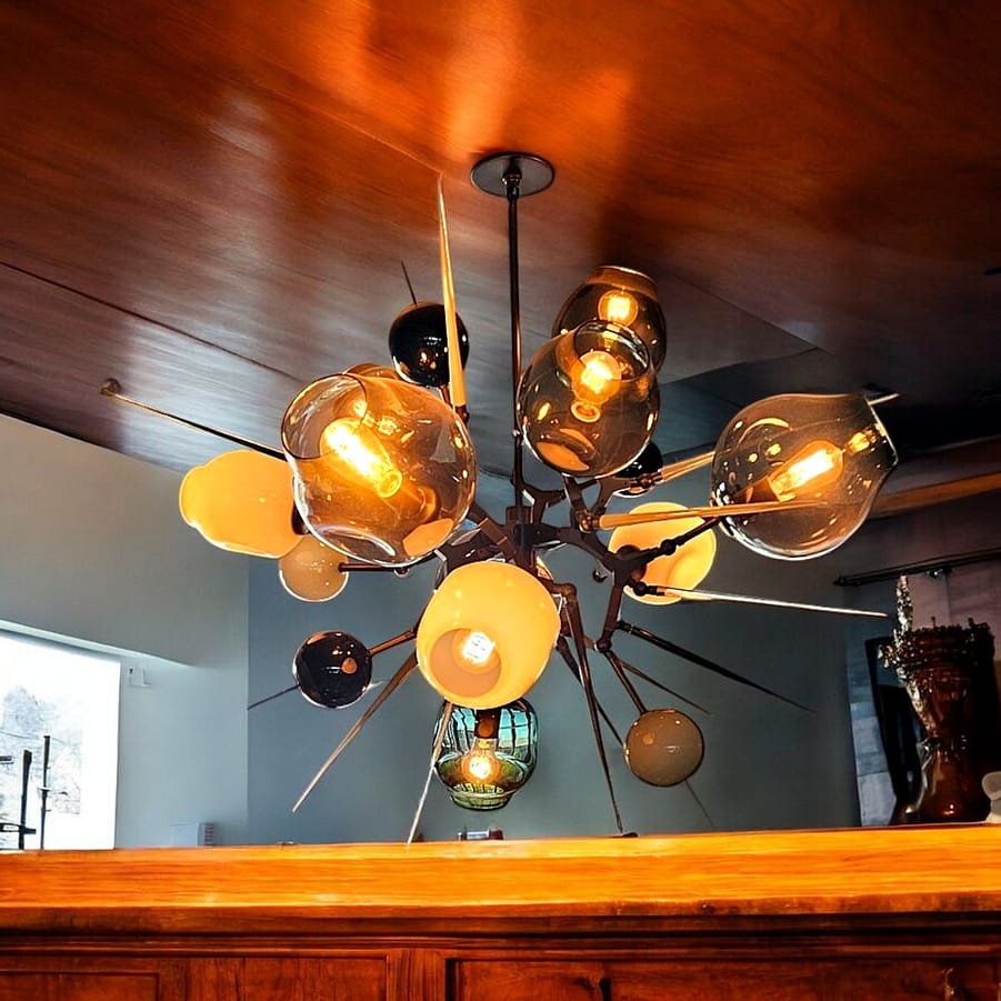 Lindsey Adelman Studio 10-Globe Burst Chandelier | Model BU.10.01 | Hand-Blown Glass | Bronze Brass | Luxury Pendant Light
