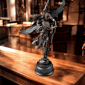 Gloria Victis Patinated Bronze Sculpture After Marius-Jean-Antonin Mercié — Winged Fame Carrying Fallen Soldier, French Beaux-Arts Style, 19th/20th Century Cast