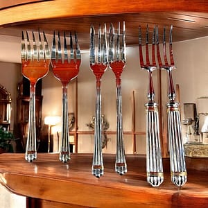 Christofle France Triade Gold Accent Silver-Plated Dinner Forks — Set of 6 | Discontinued Pattern | Luxury Flatware